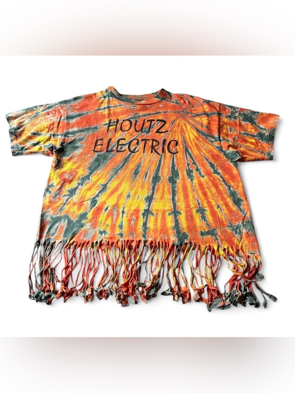 Tion Design Orange, Green Tie-Dye Graphic Tee